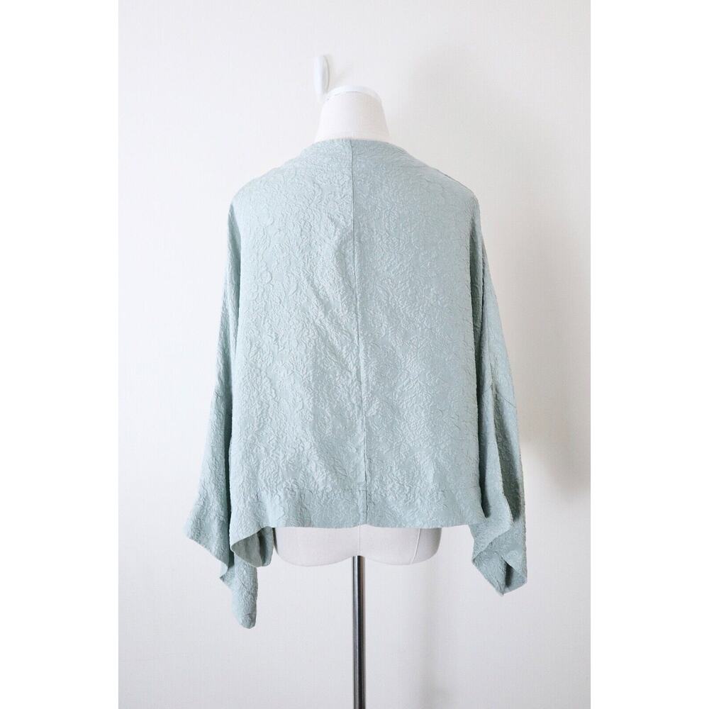 bryn walker Size S Silk Jacquard Kimono Jacket Wide Sleeve Short Light Blue - Picture 8 of 14